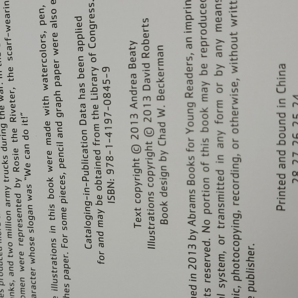 2013 ROSIE REVERE, ENGINEER BY ANDREA BEATY ILLUSTRATED BY DAVID ROBERTS -ABRAMS - Picture 11 of 16